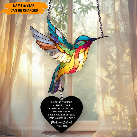 A Loving Thought - Personalized Hummingbird Memorial Acrylic Window