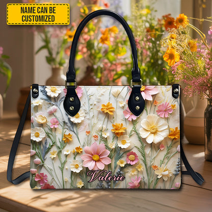 Beautiful Flowers - Personalized Leather Handbag