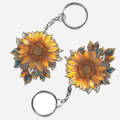 Sunflower Keychain, Personalized Shape Keychain