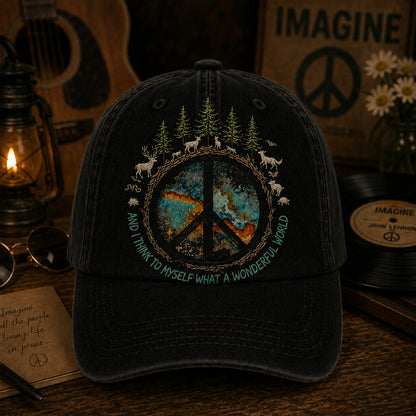 And I Think To Myself - Peace Classic Music Denim Cap