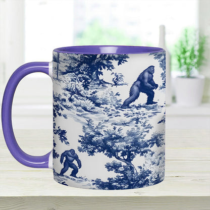Bigfoot Sasquatch Print Forest Toile Funny Accent Mug