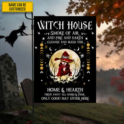 Witch House - Personalized Halloween Garden Flag, House Flag