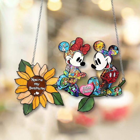 You Are My Sunshine, Cute Mouse Couple Acrylic Window, Couple Window Hanging