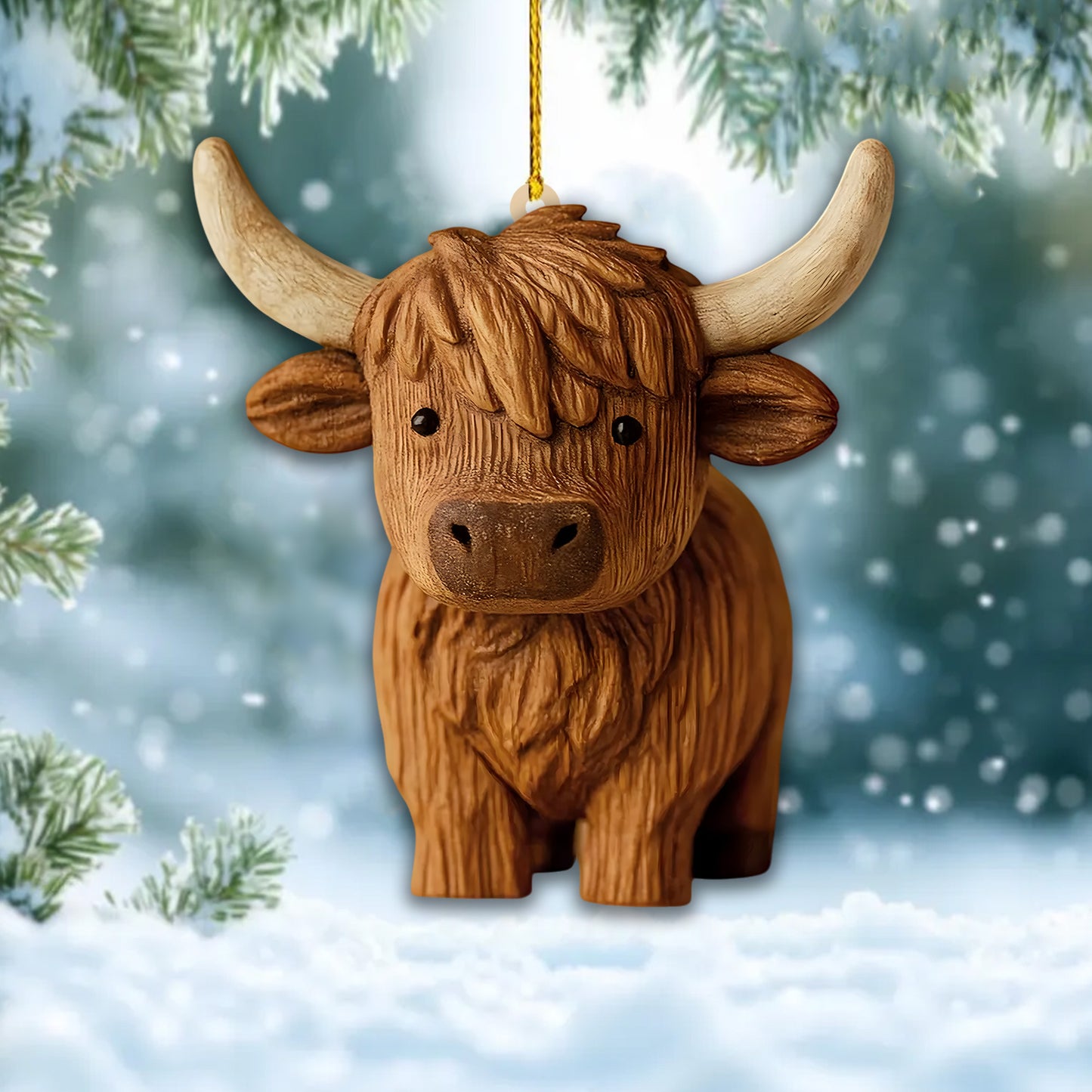 Cute Highland Cow Christmas Ornament