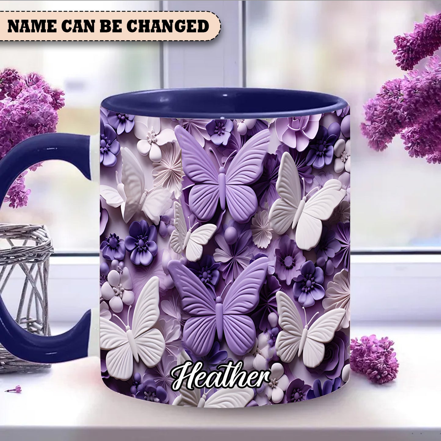Purple Butterfly - Personalized Accent Mug