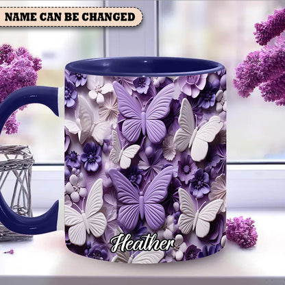 Purple Butterfly - Personalized Accent Mug