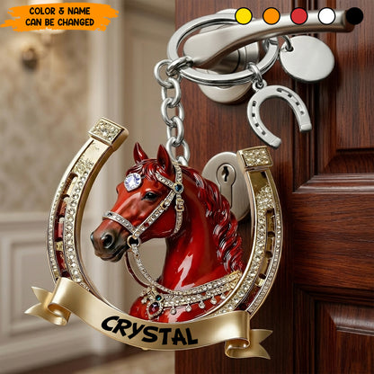 Personalized Sparkle Horse Keychain