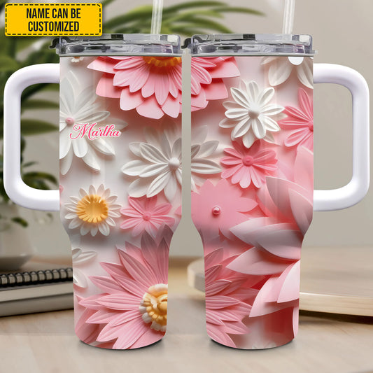 Beautiful Flowers - Personalized Tumbler With Handle 40oz
