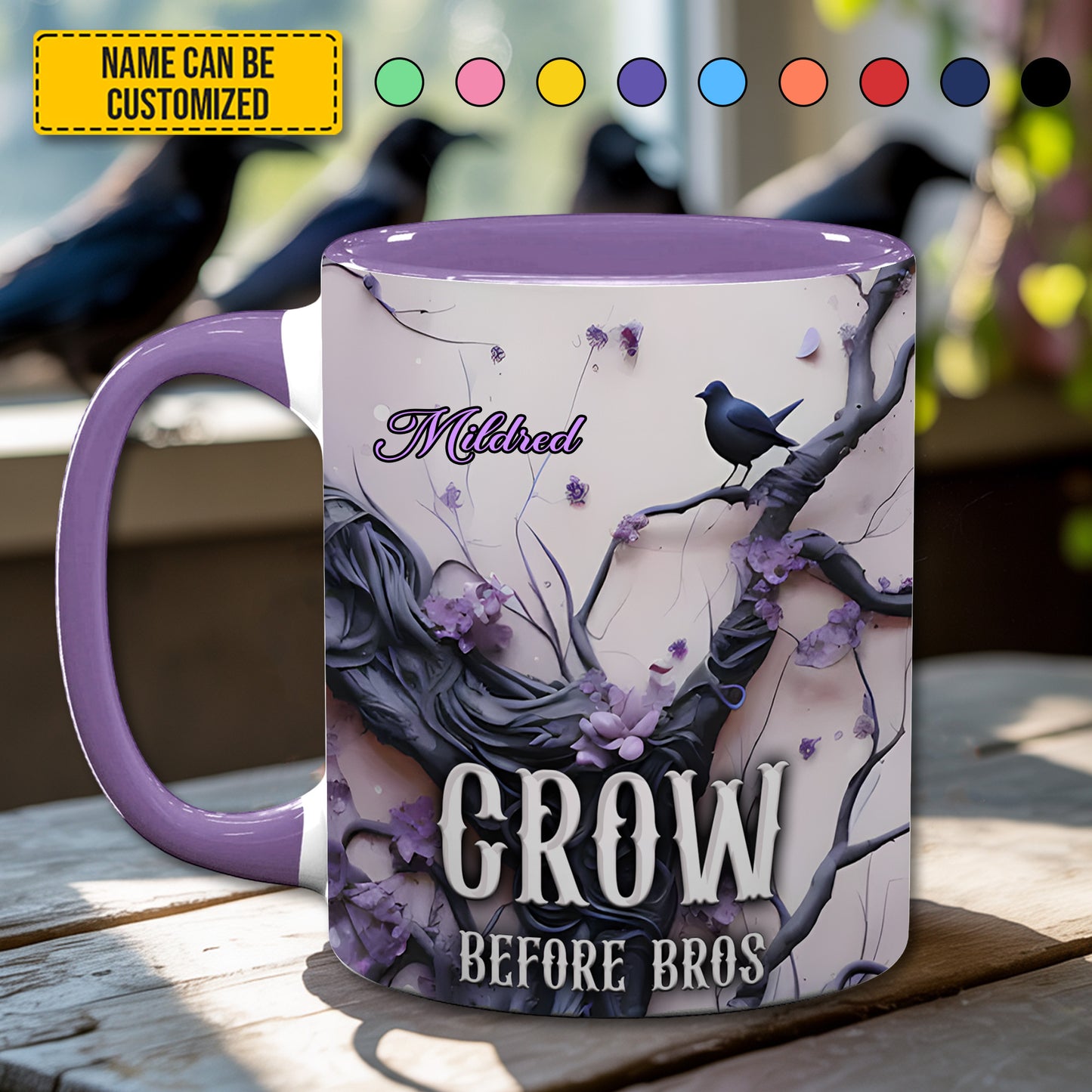 Mystic Crow Vibes - Personalized Accent Mug