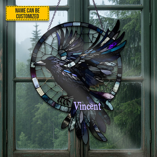 Raven - Personalized Stain Glass Window Hanging Suncatcher