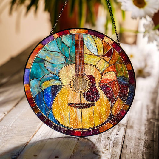 Guitar Stained Glass Suncatcher - Guitar Light Suncatcher