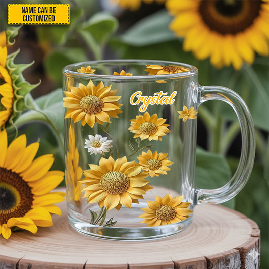 Beautiful Sunflower - Personalized Sunflower Glass Mug