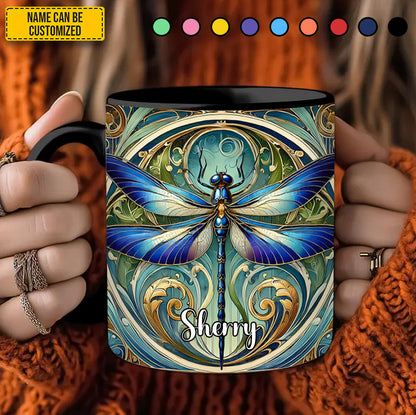 Beautiful Dragonfly - Personalized Dragonfly Accent Mug