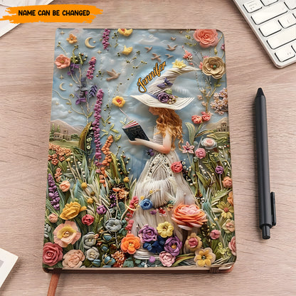 Personalized Beautiful Floral Witch Leather Journal