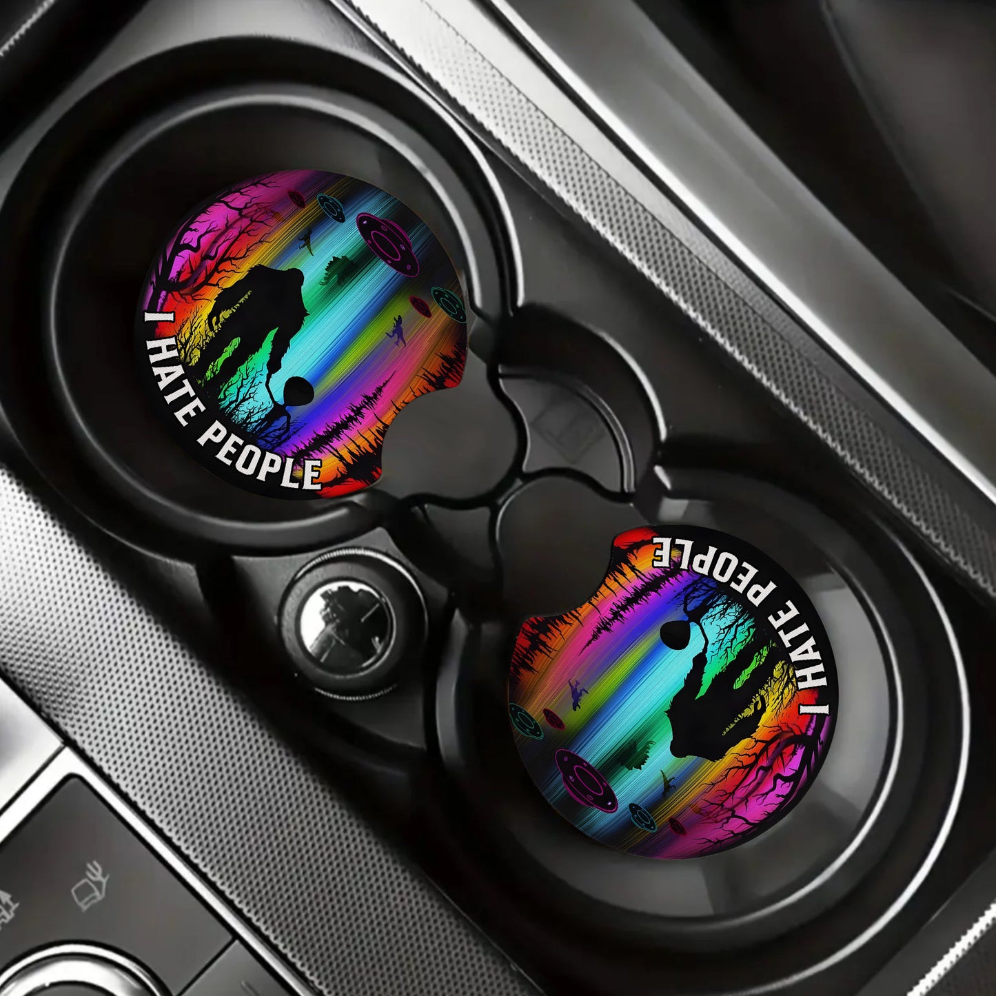 "I Hate People" Bigfoot With Alien Car Coaster