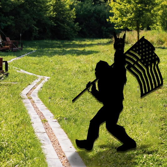 Rockin’ in the USA – Bigfoot Flag Metal Sign