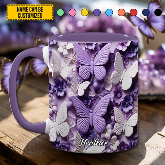 Purple Butterfly - Personalized Accent Mug
