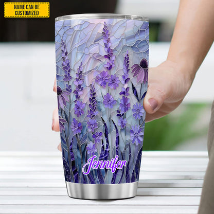 Personalized Lavender Stained Glass Tumbler