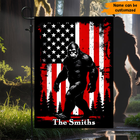 Personalized Patriotic Bigfoot American Garden Flag, House Flag