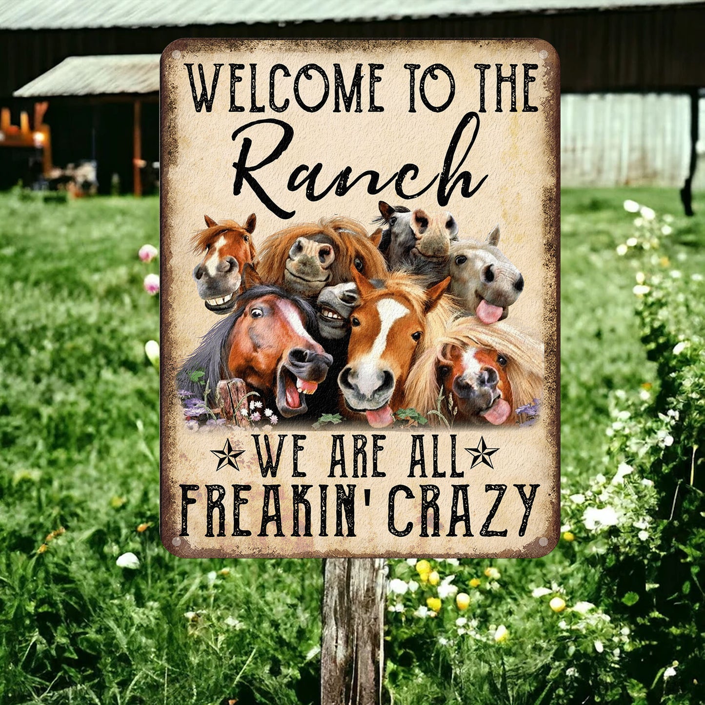 Welcome to the Ranch - Horse Metal Sign