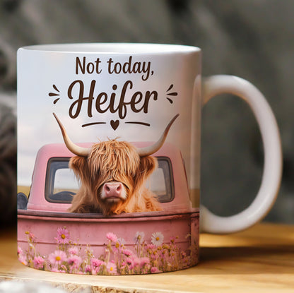 Not Today Heifer – Highland Cow White Mug