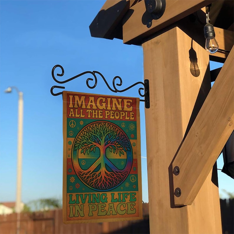 Imagine All The People Living Life In Peace - Hippie Peace Garden Flag, House Flag