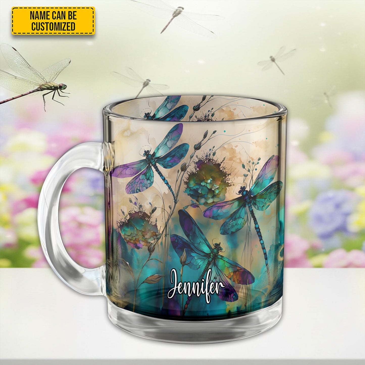 Dragonfly Colorful - Personalized Glass Mug