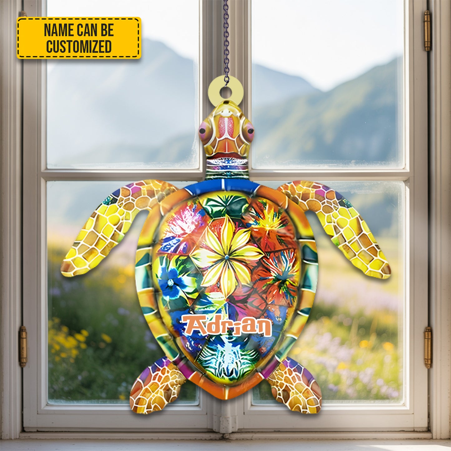Floral Turtle - Personalized Turtle Acrylic Window