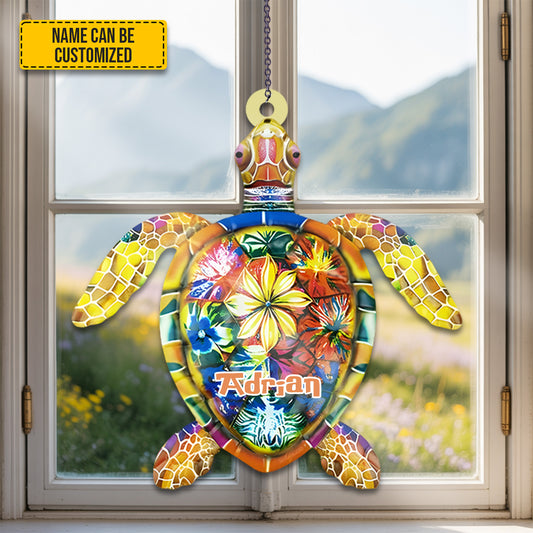 Floral Turtle - Personalized Turtle Acrylic Window