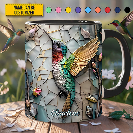 Artistic Hummingbird - Personalized Hummingbird Accent Mug