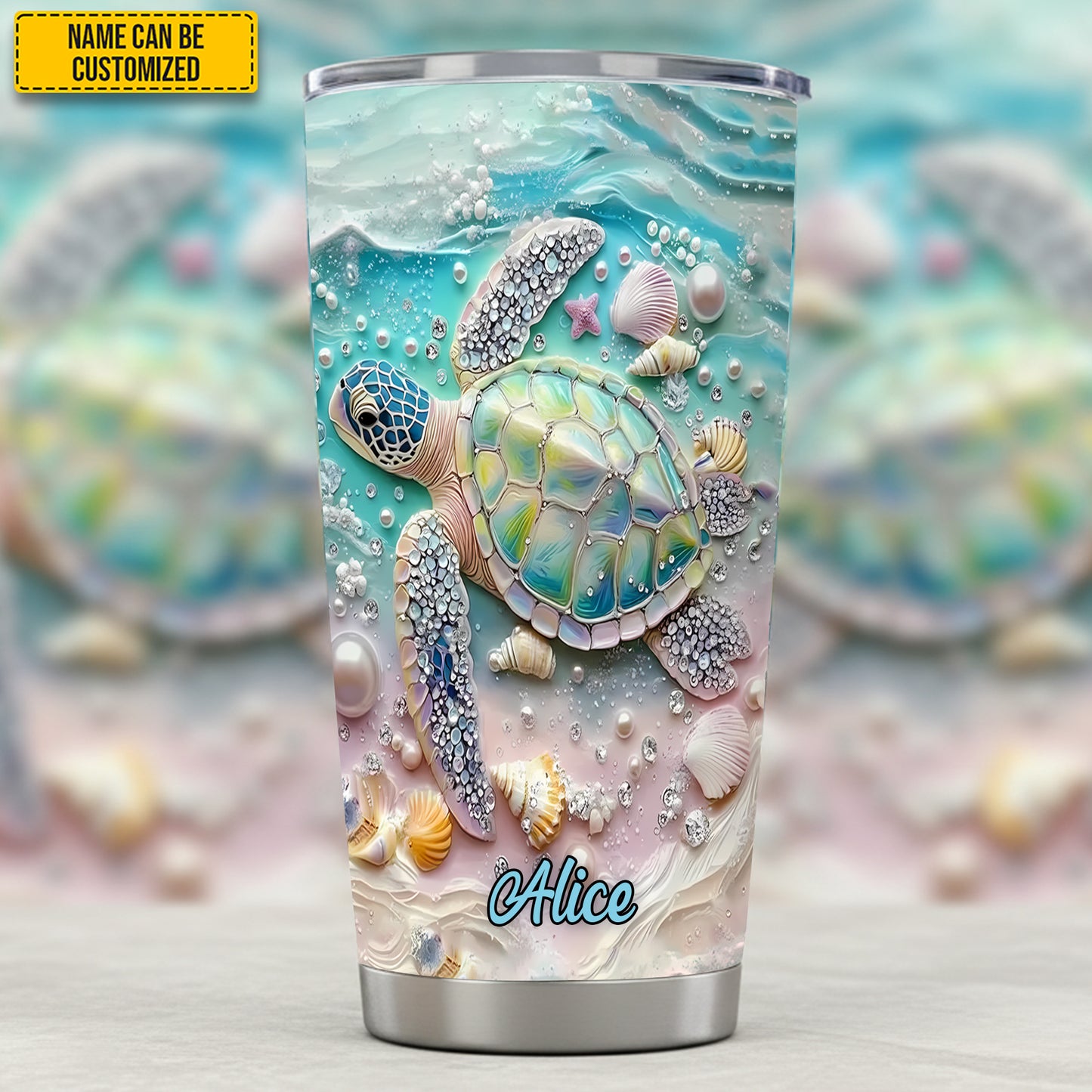 Turtle & Ocean - Personalized Turtle Tumbler