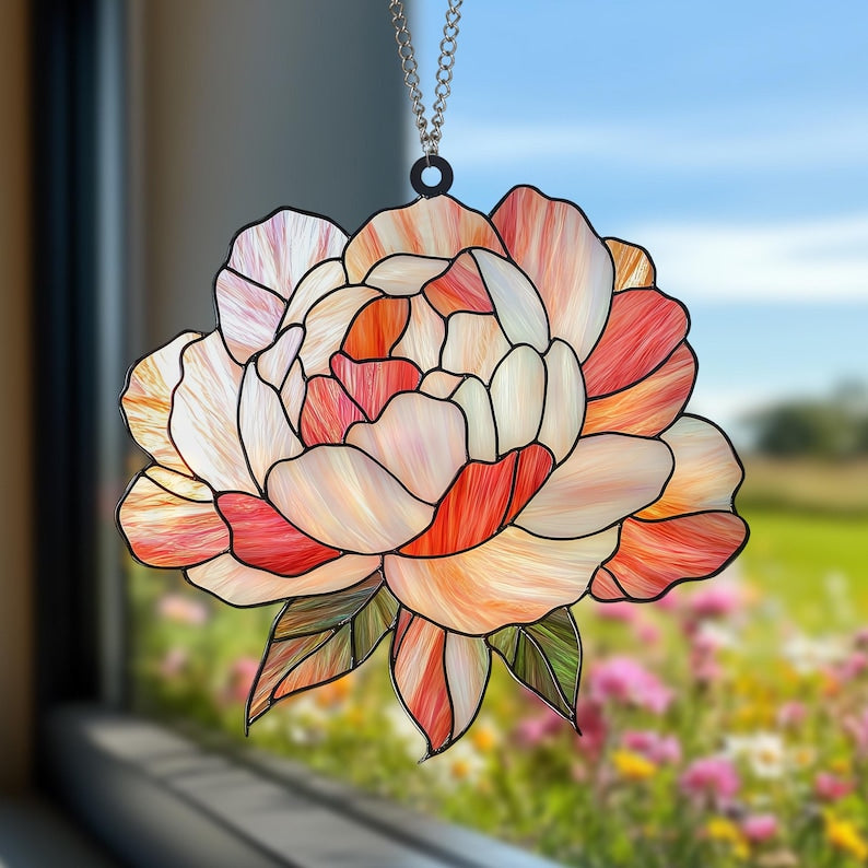 Peony Flower Acrylic Window Hanging