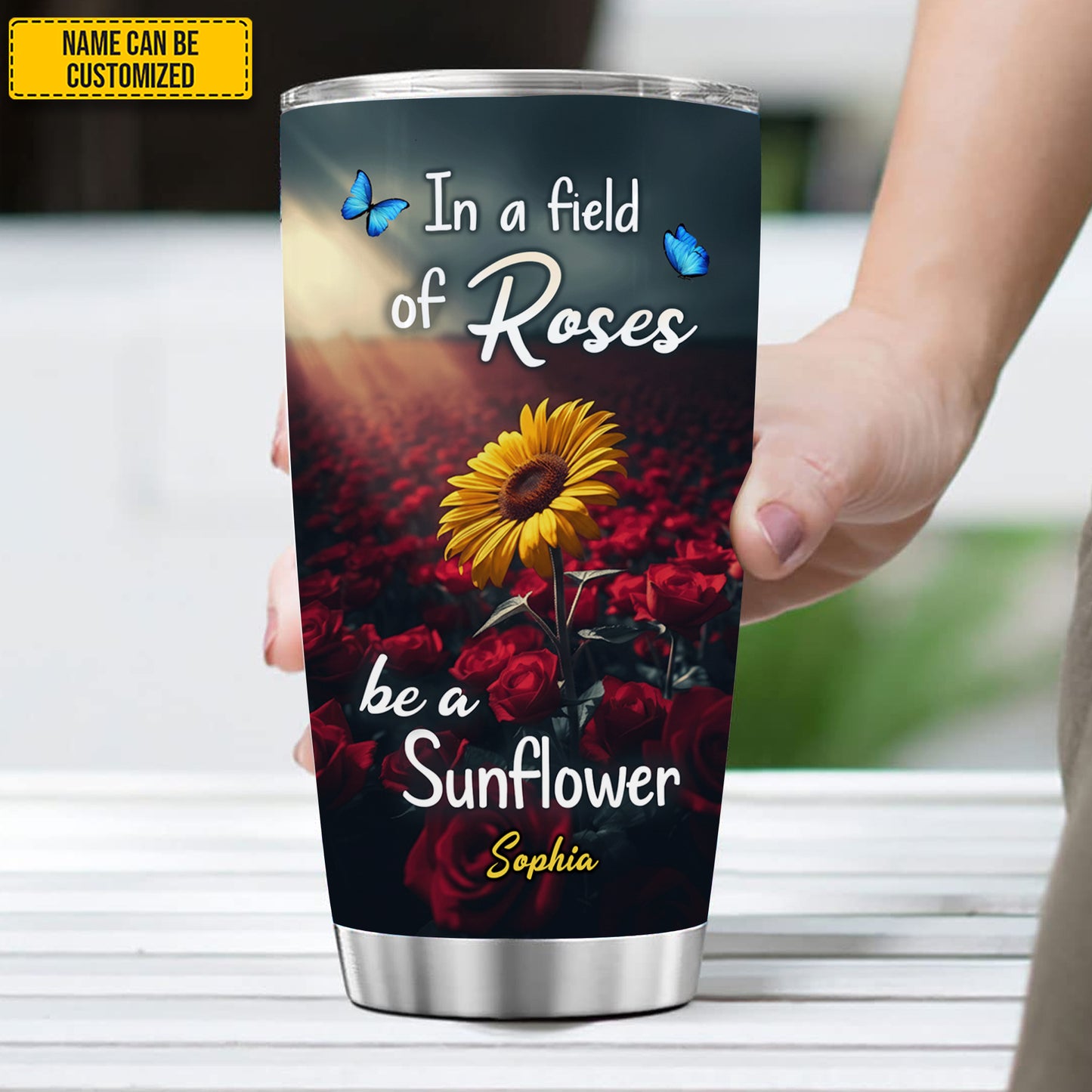 Be A Sunflower Sunflower - Personalized Floral Tumbler