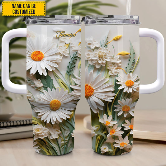 Love Daisy - Personalized Tumbler With Handle 40oz