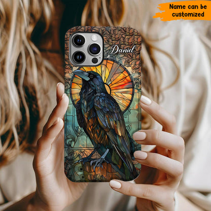 Stained Glass Raven - Personalized Raven Phone Case