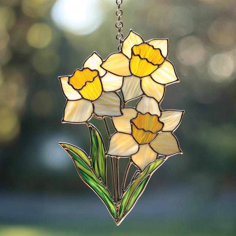 Daffodil Faux  Window Hanging Acrylic