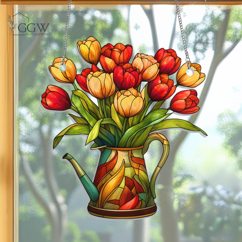 Tulip Flowers Acrylic Window Hanging