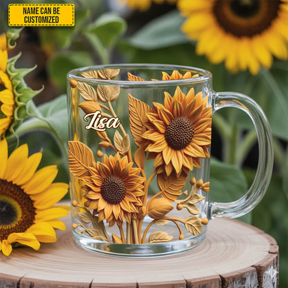 Beautiful Sunflower - Personalized Sunflower Glass Mug