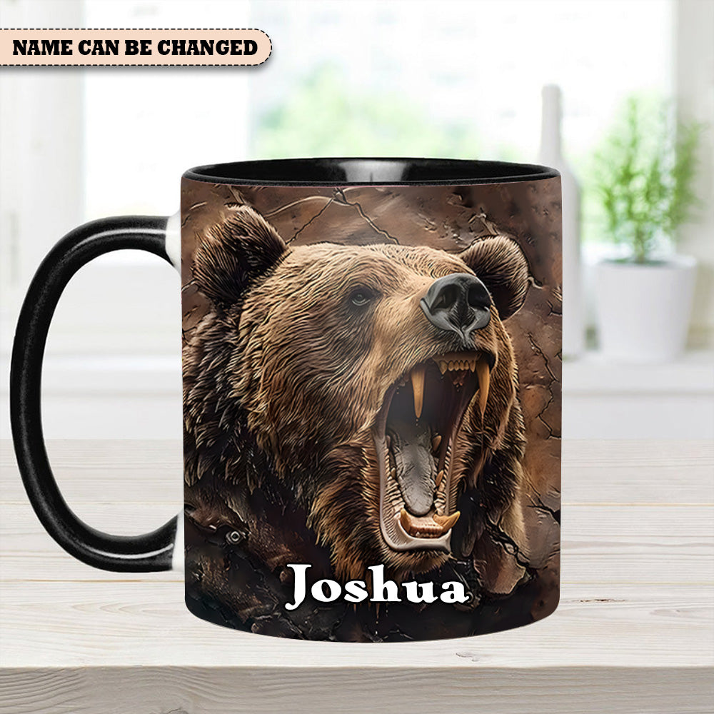 Personalized Grizzly Bear Accent Mug – The Perfect Rustic Gift for Men, Dads, and Nature Lovers.