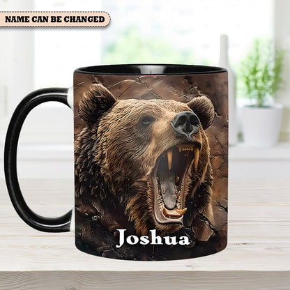 Personalized Grizzly Bear Accent Mug – The Perfect Rustic Gift for Men, Dads, and Nature Lovers.