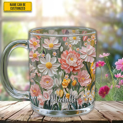 Personalized Wildflowers Glass Mug