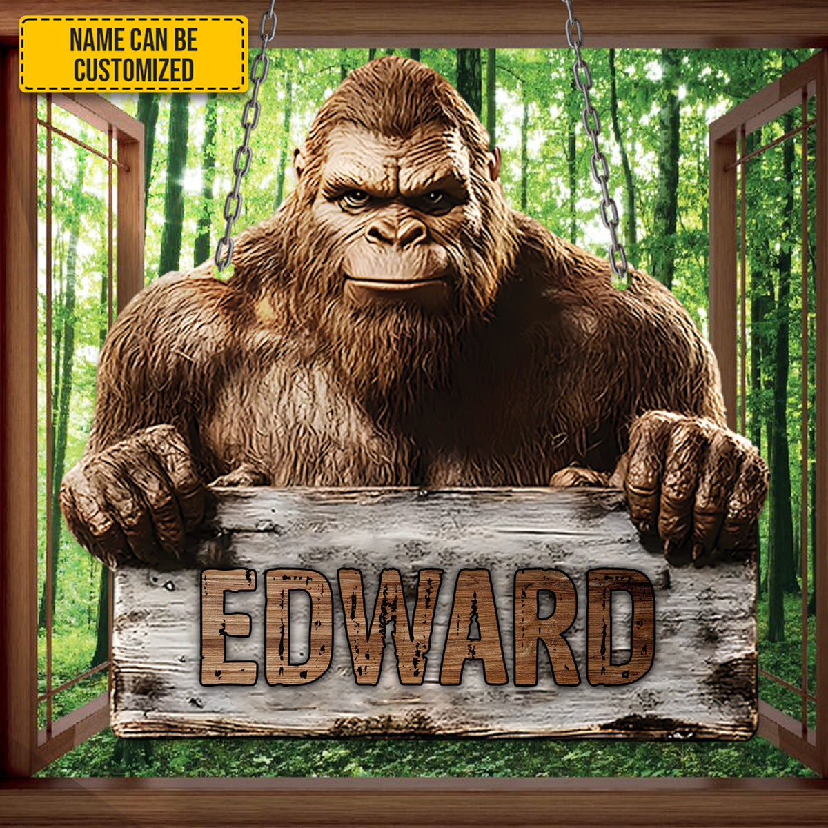 Sasquatch Says Hi - Personalized Acrylic Window