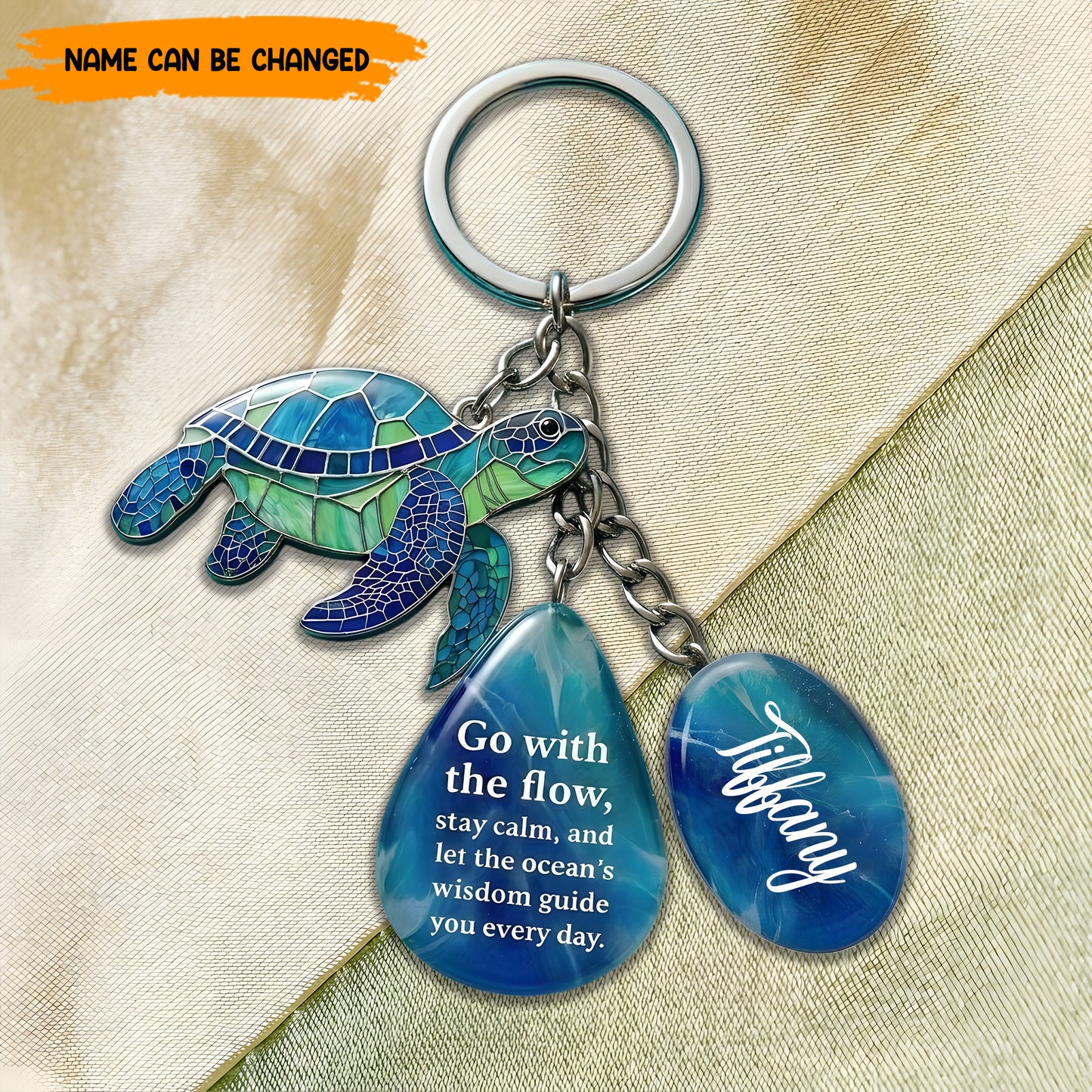 Go With The Flow - Personalized Turtle Keychain Gift Set
