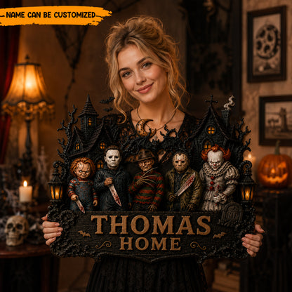 Personalized Halloween Horror Wooden Sign