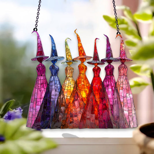 Colorful Witch ACRYLIC Window Suncatcher Decor