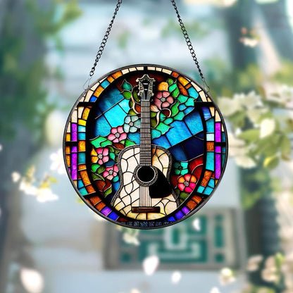 Colorful Guitar Window Hanging Suncatcher