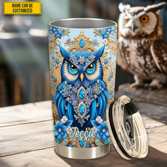Personalized Blue Owl Stainless Steel Tumbler