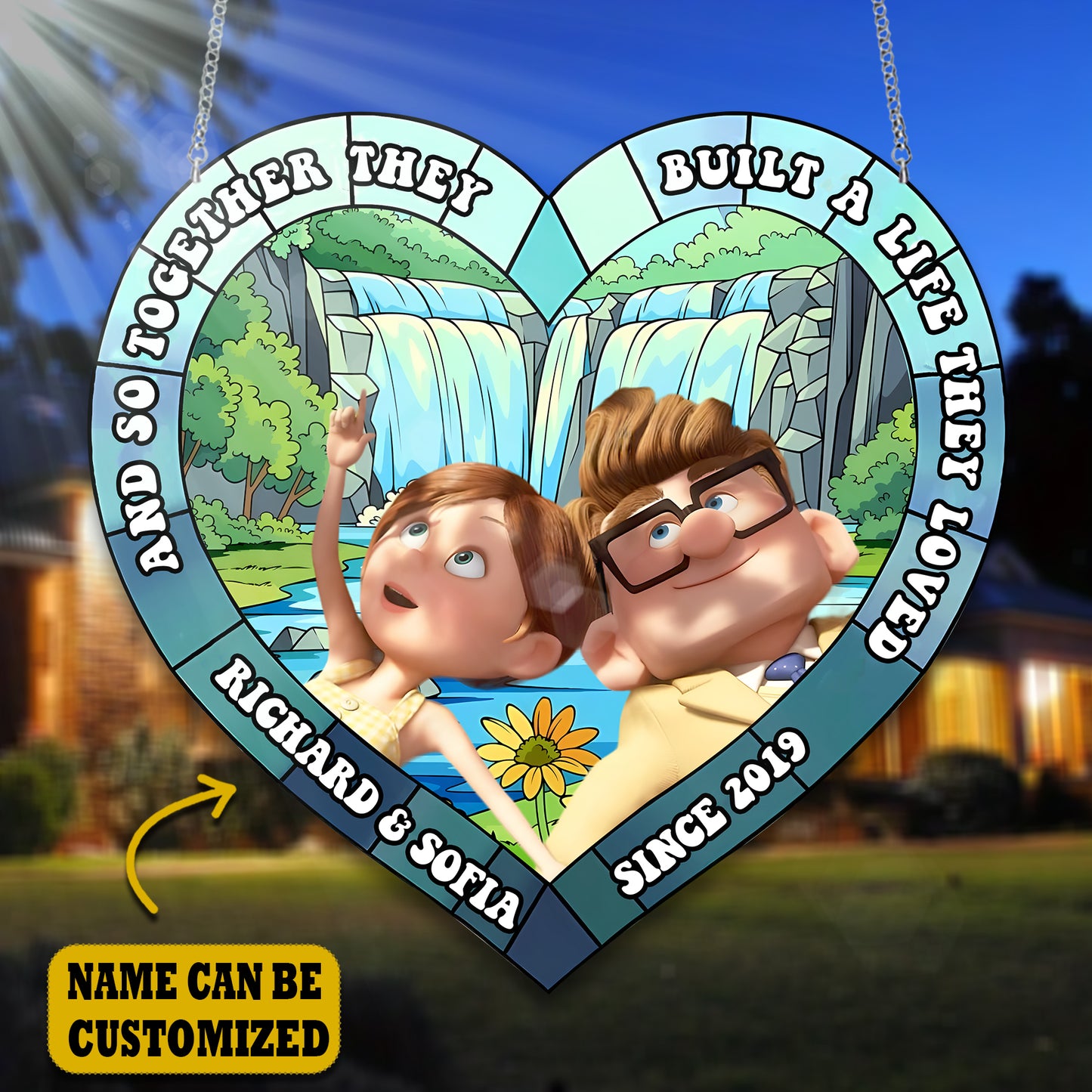 Old Couple Acrylic Window, Couple Acrylic Window Hanging