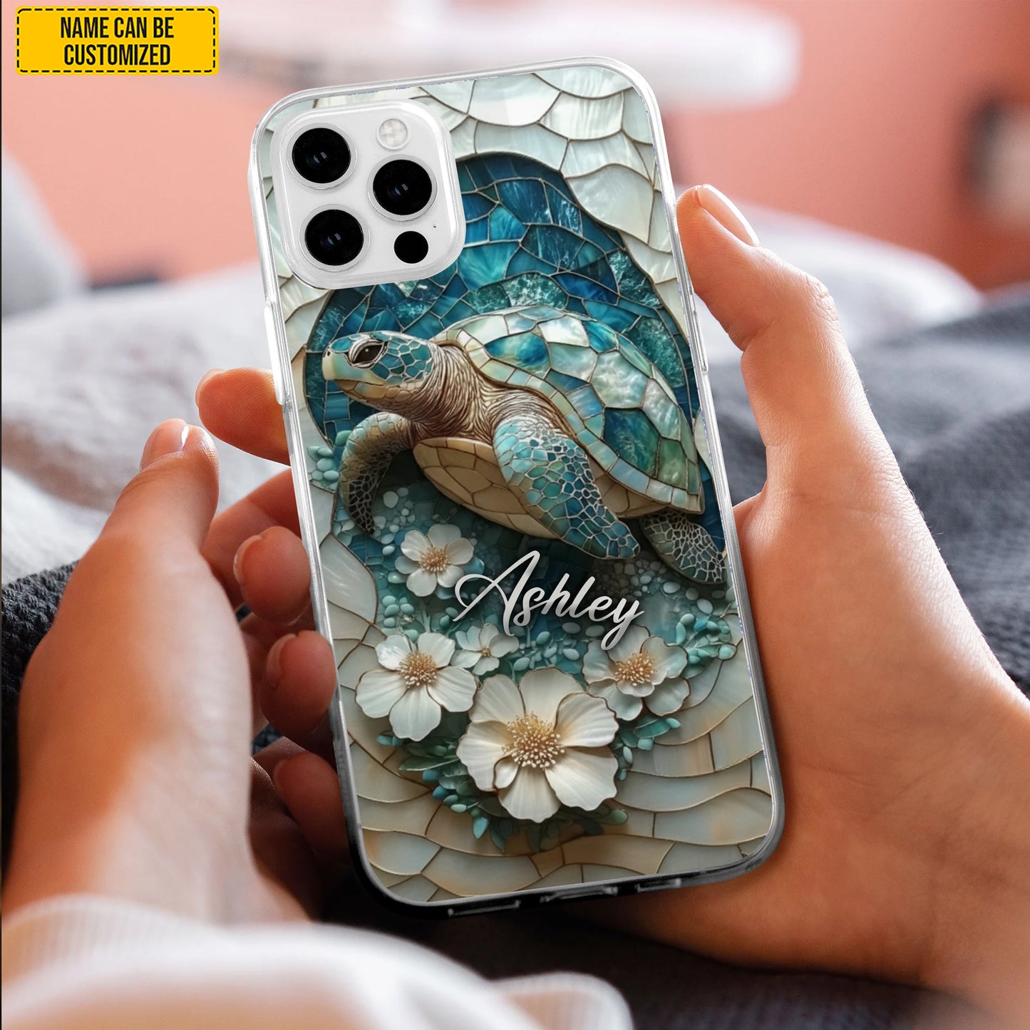Personalized Turtle Ocean Flower Phone Case
