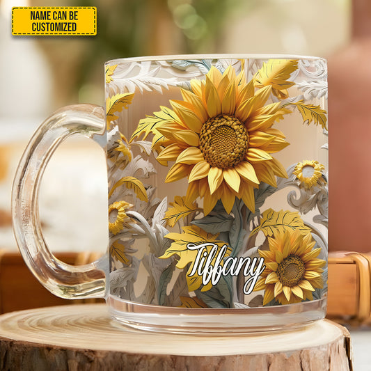 Beautiful Sunflower - Personalized Sunflower Glass Mug
